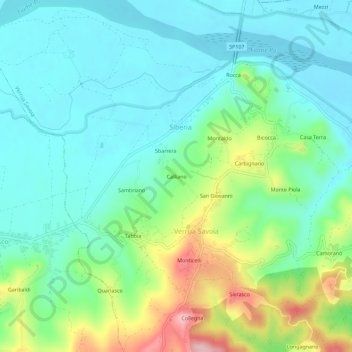 Calliano topographic map, elevation, terrain