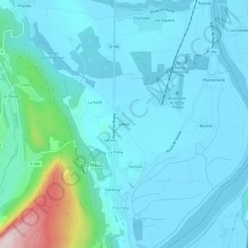 Chêne topographic map, elevation, terrain
