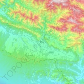 Hetauda topographic map, elevation, terrain