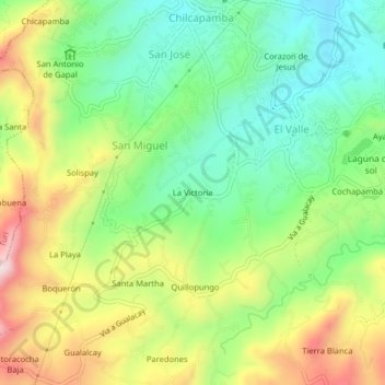 La Victoria topographic map, elevation, terrain