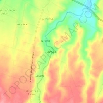 Las Ovejas topographic map, elevation, terrain