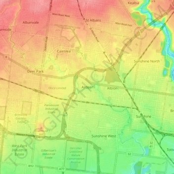 Ardeer topographic map, elevation, terrain