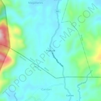 Pinatuad topographic map, elevation, terrain