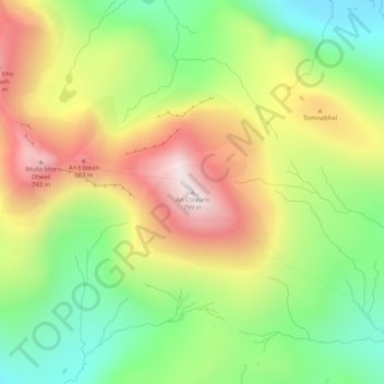 Clisham topographic map, elevation, terrain