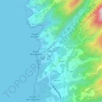 Marigot topographic map, elevation, terrain