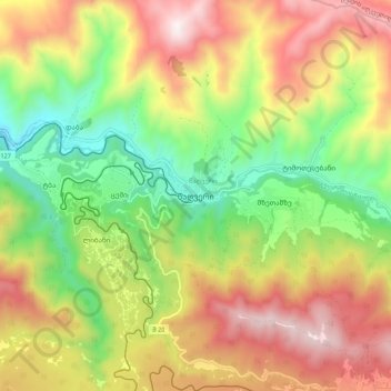 Tsagveri topographic map, elevation, terrain
