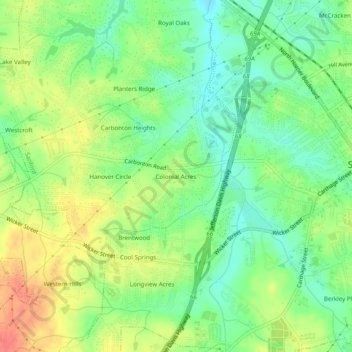 Colonial Acres topographic map, elevation, terrain