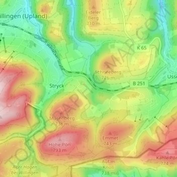 Wakenfeld topographic map, elevation, terrain