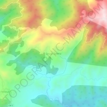 Douar Zatima topographic map, elevation, terrain