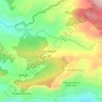 Rathgama topographic map, elevation, terrain