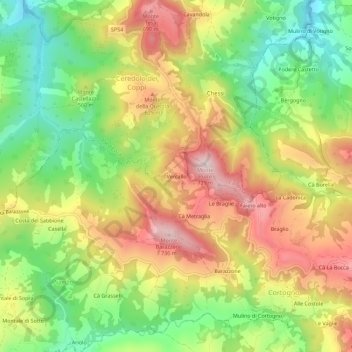 Vercallo topographic map, elevation, terrain