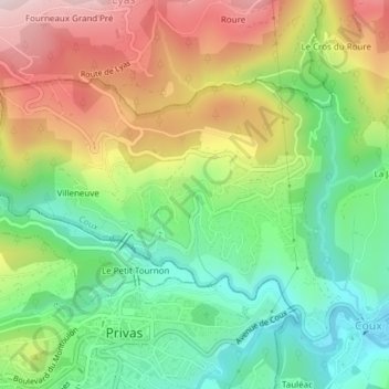 Les Chaponnes topographic map, elevation, terrain