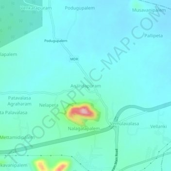 Anandapuram topographic map, elevation, terrain