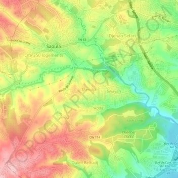 Meridja topographic map, elevation, terrain