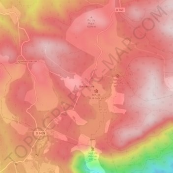 Baïssescure topographic map, elevation, terrain