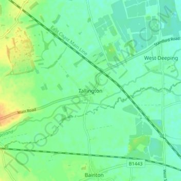Tallington topographic map, elevation, terrain