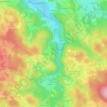 Solignac topographic map, elevation, terrain