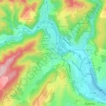 Lautaret topographic map, elevation, terrain