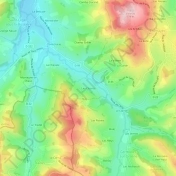 Les Ciberts topographic map, elevation, terrain