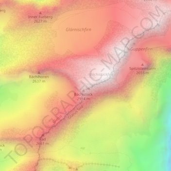 Bächistock topographic map, elevation, terrain