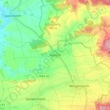 Reusch topographic map, elevation, terrain