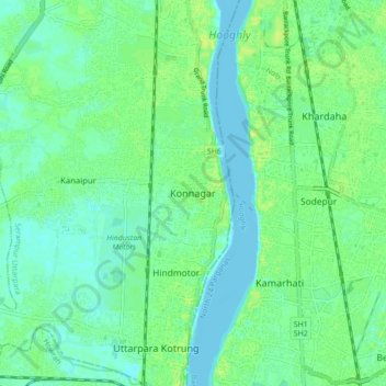 Konnagar topographic map, elevation, terrain