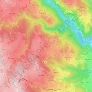 Boubas topographic map, elevation, terrain