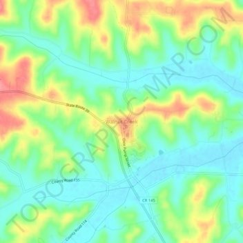 Walnut Creek topographic map, elevation, terrain