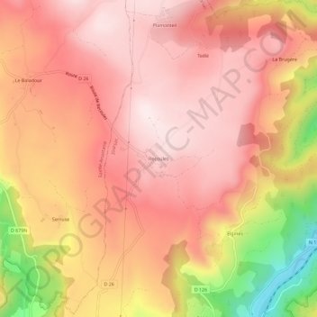 Recoules topographic map, elevation, terrain