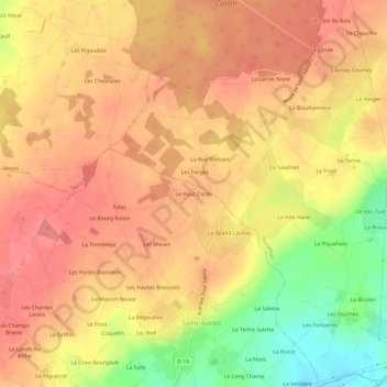 Le Haut Coron topographic map, elevation, terrain