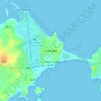 Melbost topographic map, elevation, terrain
