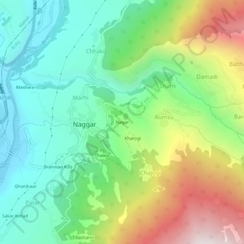 Nagar topographic map, elevation, terrain