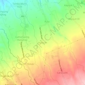 Harasan topographic map, elevation, terrain