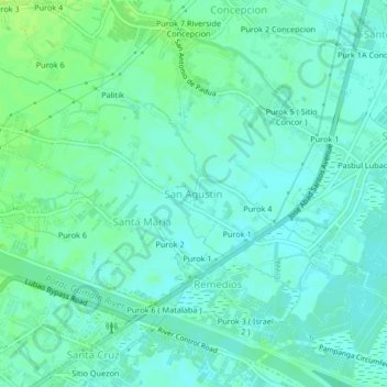 San Agustin topographic map, elevation, terrain