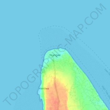 Nungwi topographic map, elevation, terrain