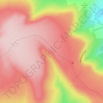 Holme Moss topographic map, elevation, terrain