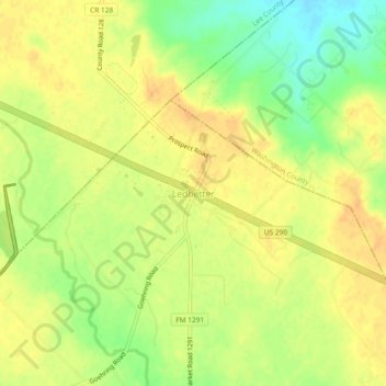 Ledbetter topographic map, elevation, terrain