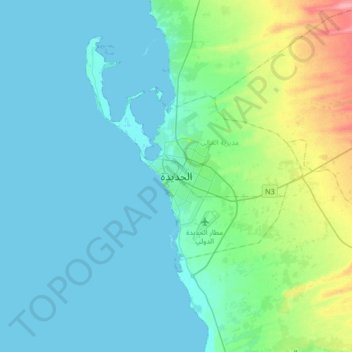 Hodeidah topographic map, elevation, terrain