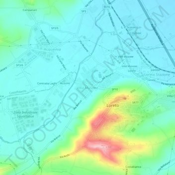 Villa Musone topographic map, elevation, terrain