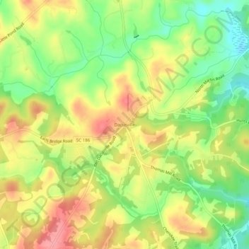Dacusville topographic map, elevation, terrain