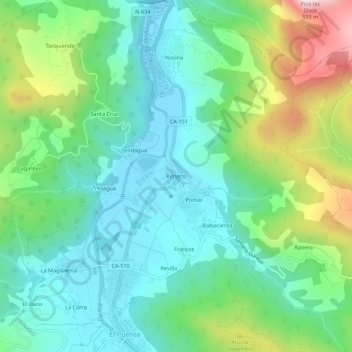 Rioseco topographic map, elevation, terrain