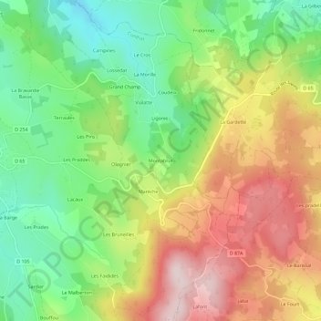 Montabrut topographic map, elevation, terrain