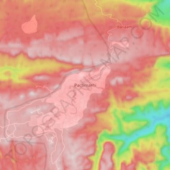Pachmarhi topographic map, elevation, terrain