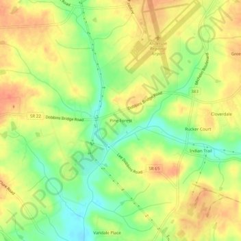 Pine Forest topographic map, elevation, terrain