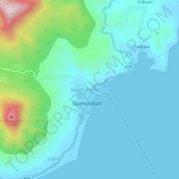 North Poblacion topographic map, elevation, terrain