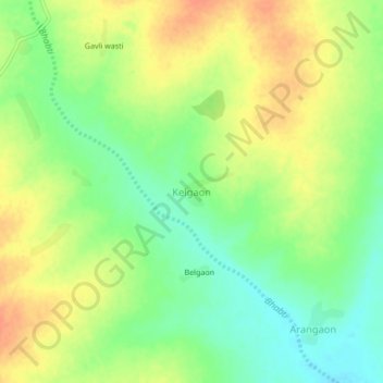 Kelgaon topographic map, elevation, terrain
