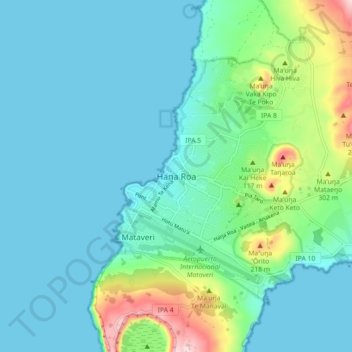 Haŋa Roa topographic map, elevation, terrain
