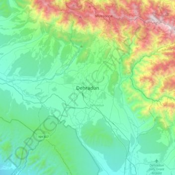 Dehradun topographic map, elevation, terrain