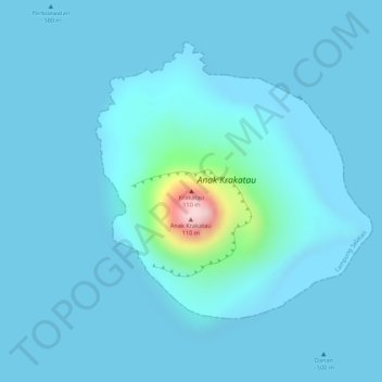 Krakatau topographic map, elevation, terrain