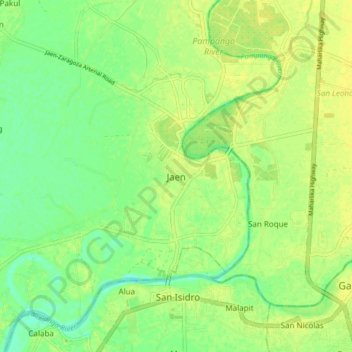 Jaen topographic map, elevation, terrain
